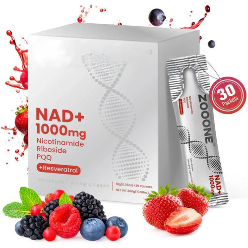 Bebida con sabor a frutos rojos ZOOONE NR1000-NAD+ para combatir el envejecimiento cutáneo, aumentar la energía y la concentración