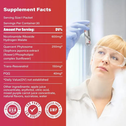 Bebida con sabor a frutos rojos ZOOONE NR1000-NAD+ para combatir el envejecimiento cutáneo, aumentar la energía y la concentración