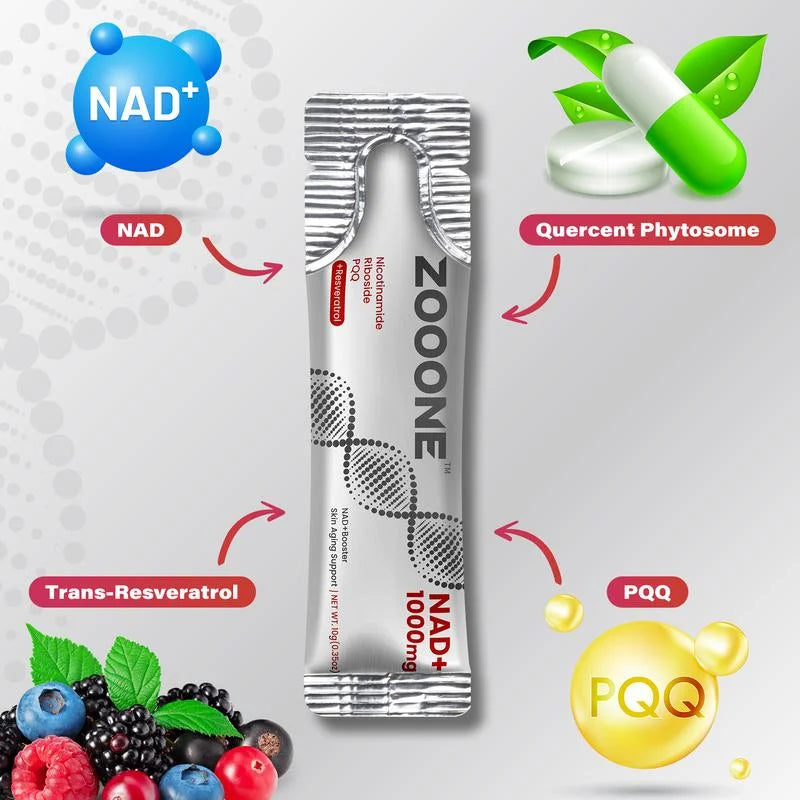 Bebida con sabor a frutos rojos ZOOONE NR1000-NAD+ para combatir el envejecimiento cutáneo, aumentar la energía y la concentración